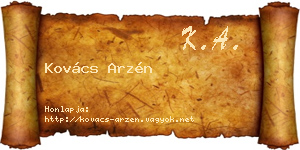 Kovács Arzén névjegykártya