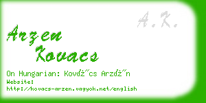 arzen kovacs business card